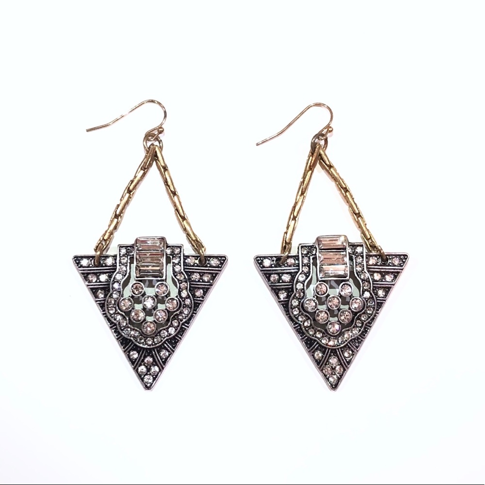 New Crystal Triangle Earrings